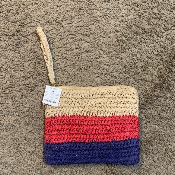J. Crew Factory Handbags - NWT J Crew Straw Wristlet Purse Color Block Bag